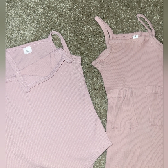 Pink ribbed romper duo. Girls 12-18 months - Picture 2 of 3